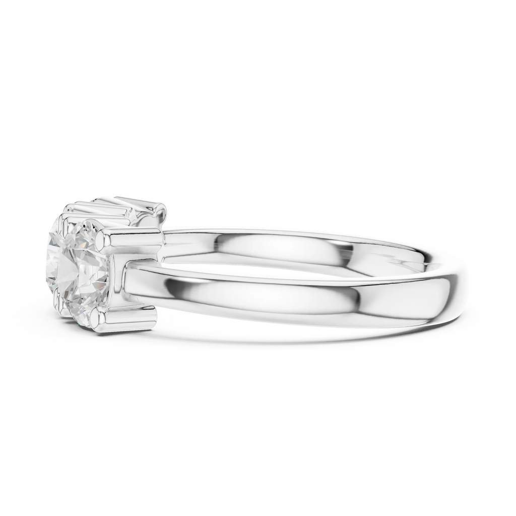 Round Cut Moissanite Diamond Three-Stone Ring in 10K Yellow Gold