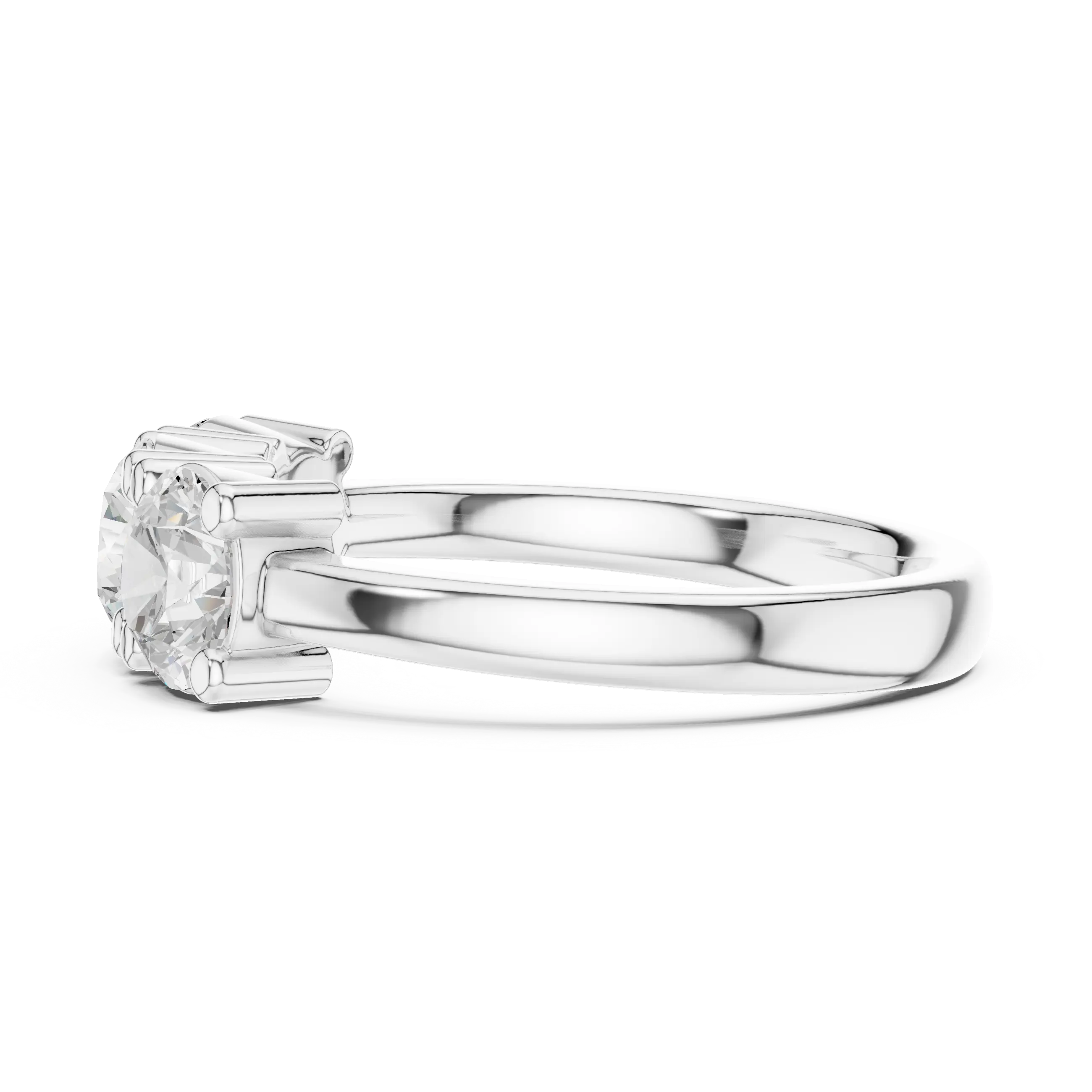 Round Cut Moissanite Diamond Three-Stone Ring in 10K Yellow Gold