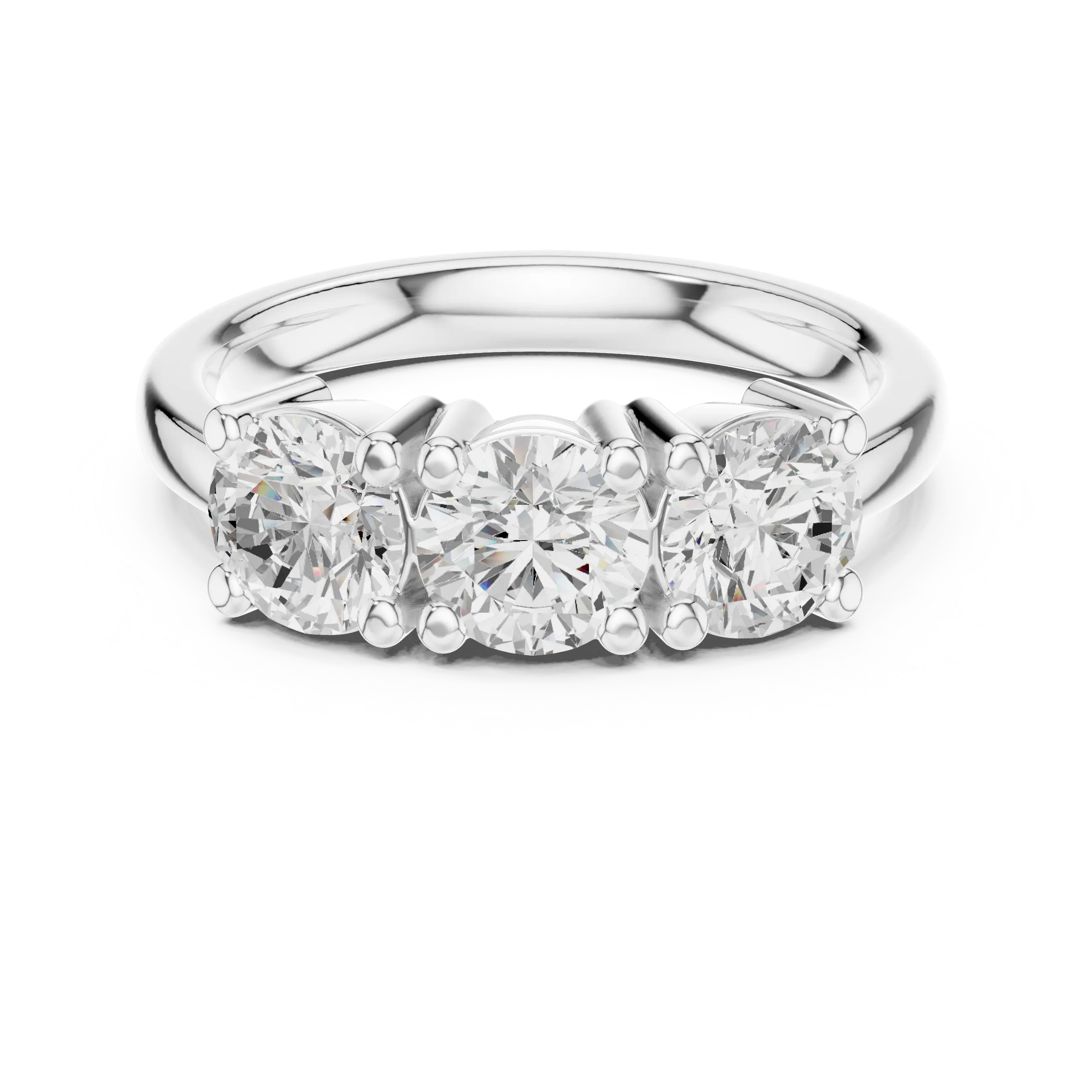Round Cut Moissanite Diamond Three-Stone Ring in 10K Yellow Gold