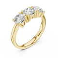 Round Cut Moissanite Diamond Three-Stone Ring in 10K Yellow Gold