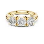 Round Cut Moissanite Diamond Three-Stone Ring in 10K Yellow Gold