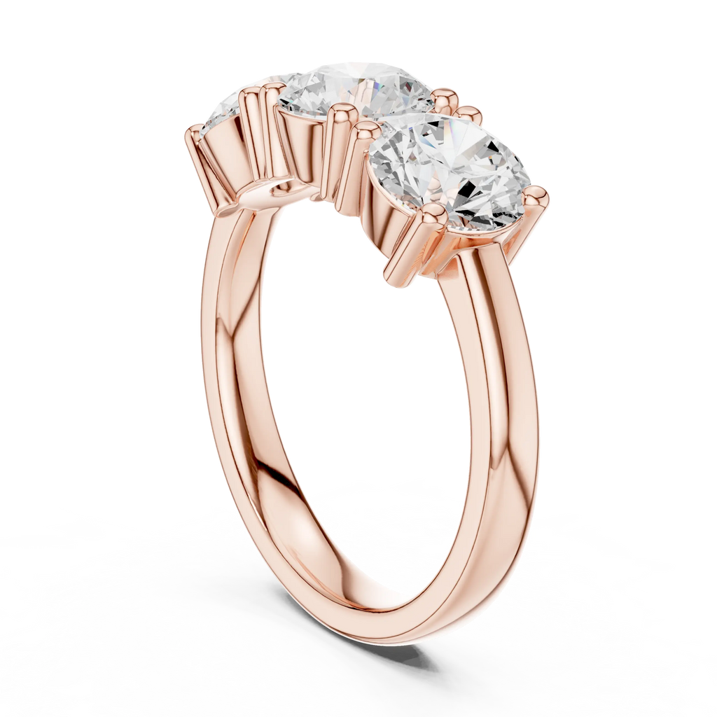 Classic Trilogy Round Moissanite Three-Stone White Gold Ring