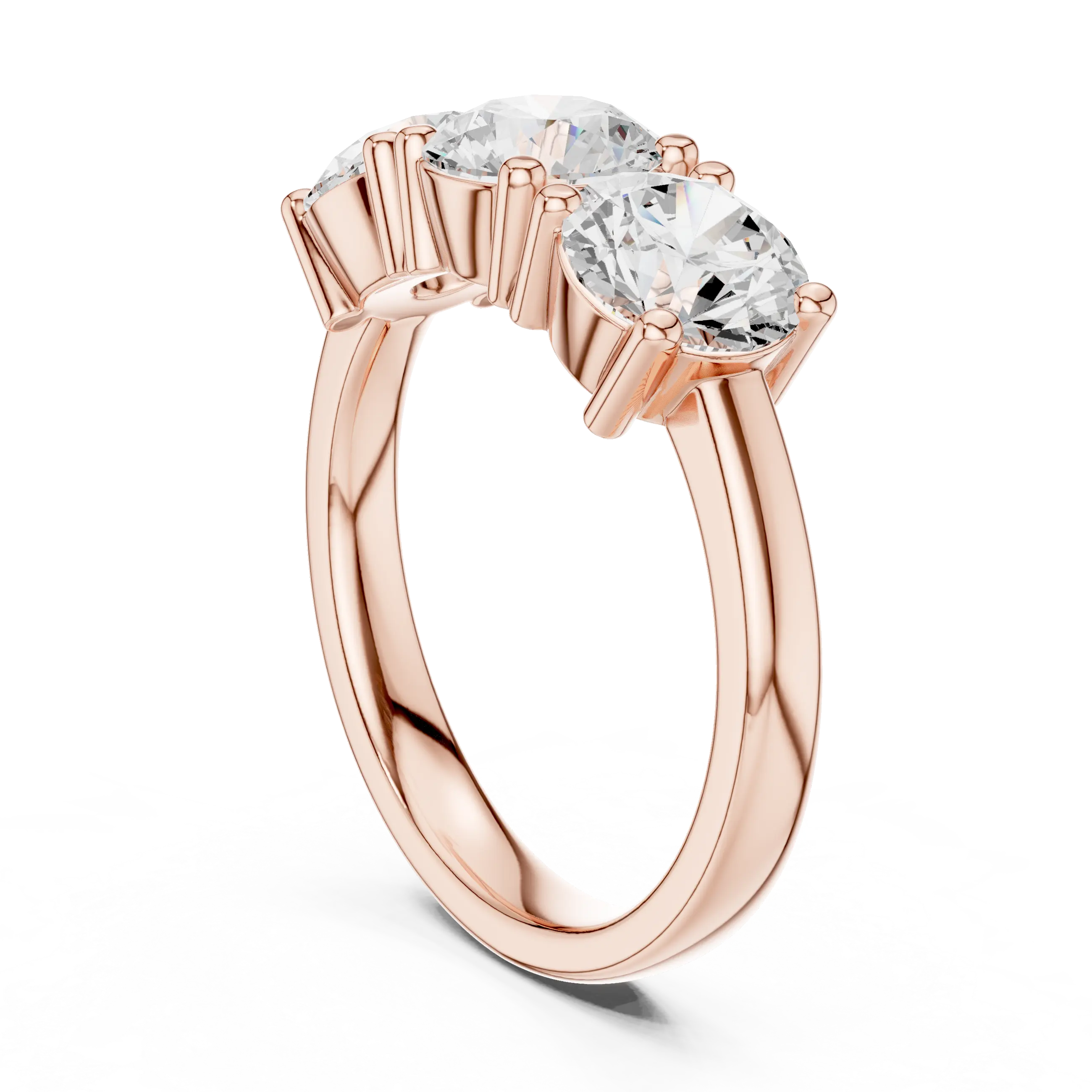 Classic Trilogy Round Moissanite Three-Stone White Gold Ring