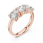Classic Trilogy Round Moissanite Three-Stone White Gold Ring