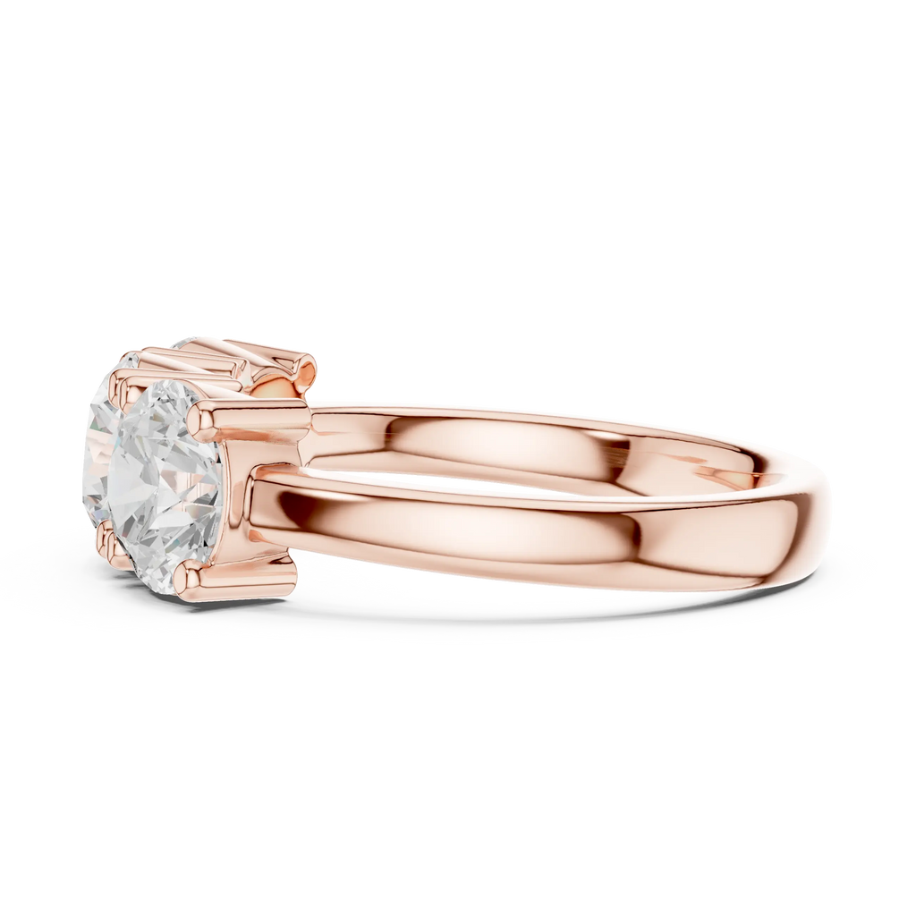 Classic Trilogy Round Moissanite Three-Stone White Gold Ring