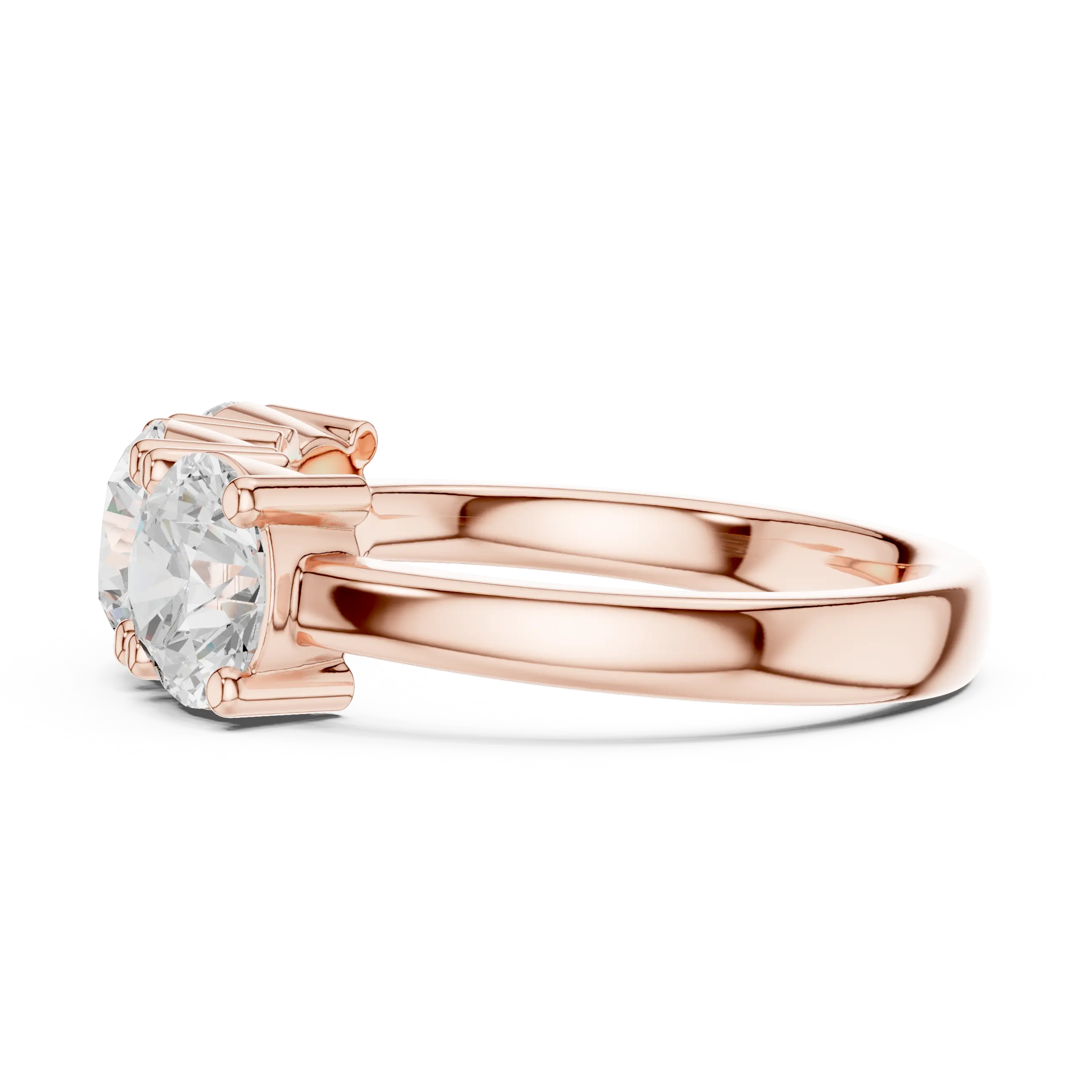 Classic Trilogy Round Moissanite Three-Stone White Gold Ring