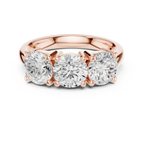 Classic Trilogy Round Moissanite Three-Stone White Gold Ring
