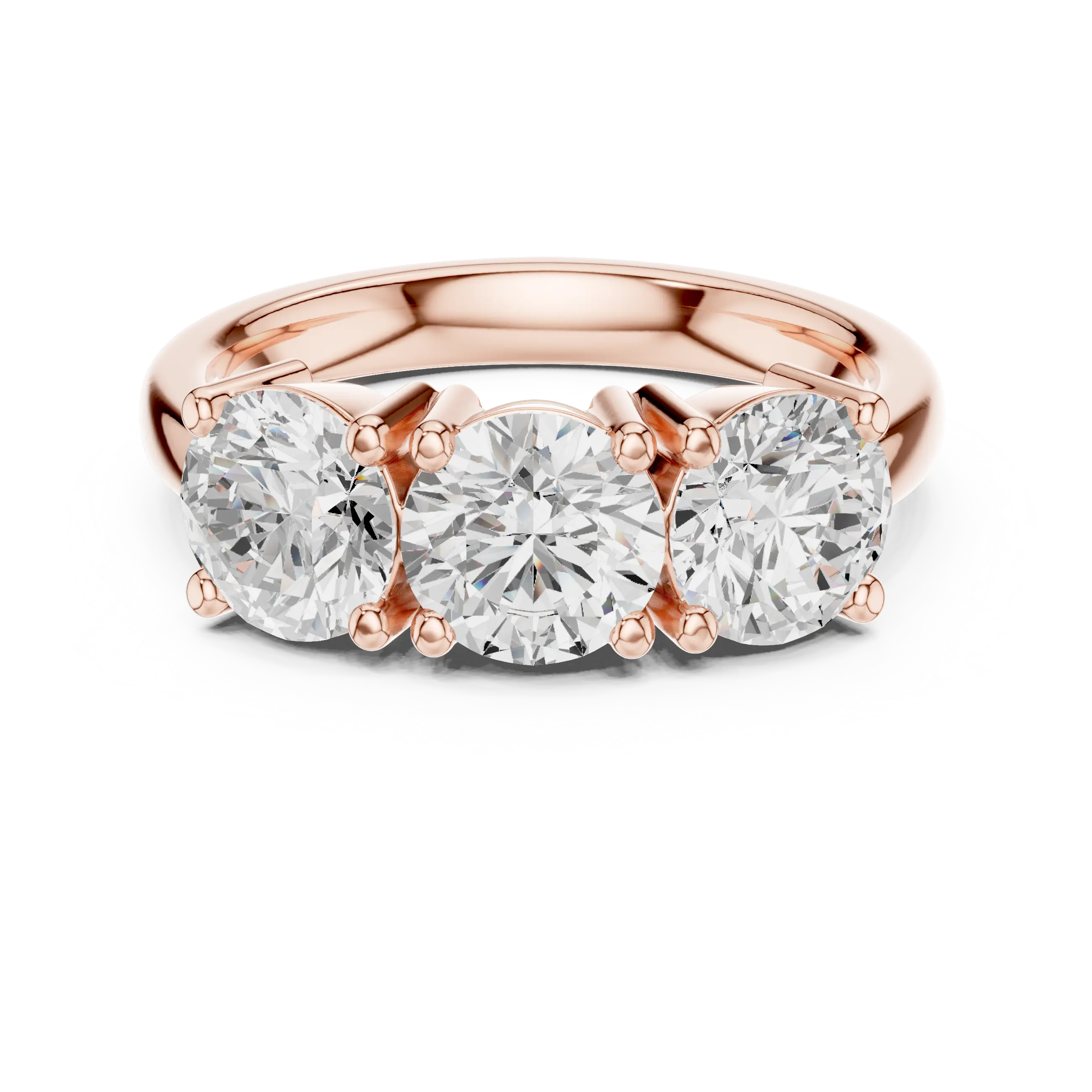 Classic Trilogy Round Moissanite Three-Stone White Gold Ring