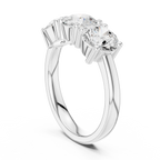 Classic Trilogy Round Moissanite Three-Stone White Gold Ring