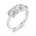 Classic Trilogy Round Moissanite Three-Stone White Gold Ring