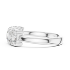 Classic Trilogy Round Moissanite Three-Stone White Gold Ring
