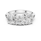 Classic Trilogy Round Moissanite Three-Stone White Gold Ring