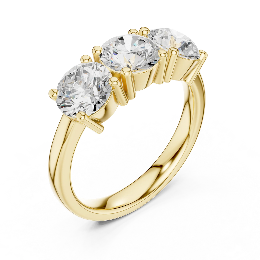 Classic Trilogy Round Moissanite Three-Stone White Gold Ring