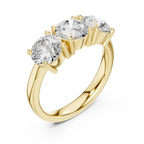 Classic Trilogy Round Moissanite Three-Stone White Gold Ring