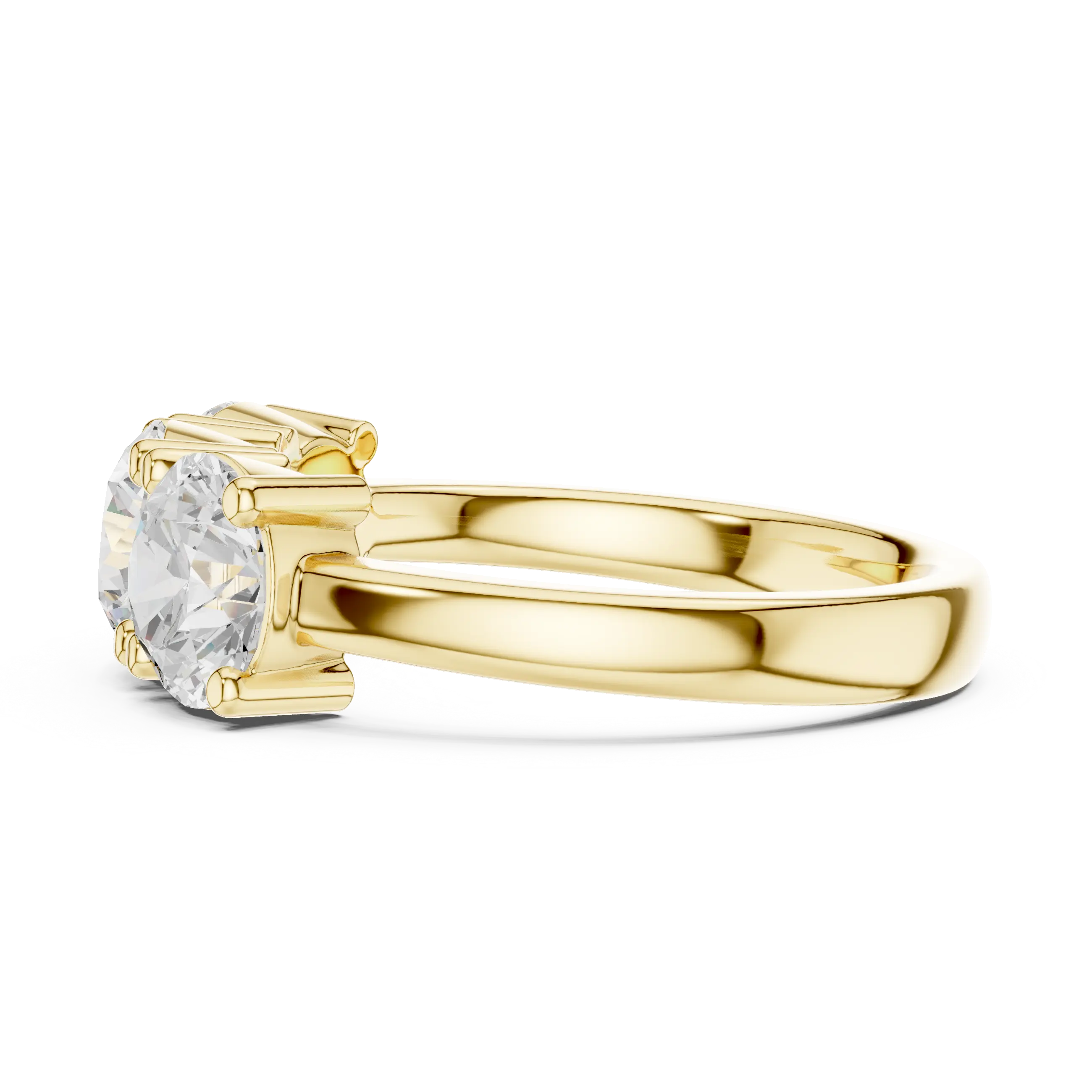Classic Trilogy Round Moissanite Three-Stone White Gold Ring