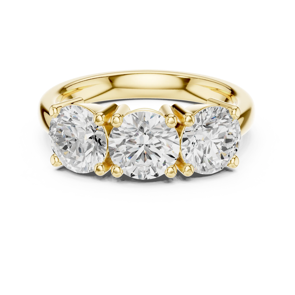 Classic Trilogy Round Moissanite Three-Stone White Gold Ring