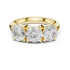 Classic Trilogy Round Moissanite Three-Stone White Gold Ring