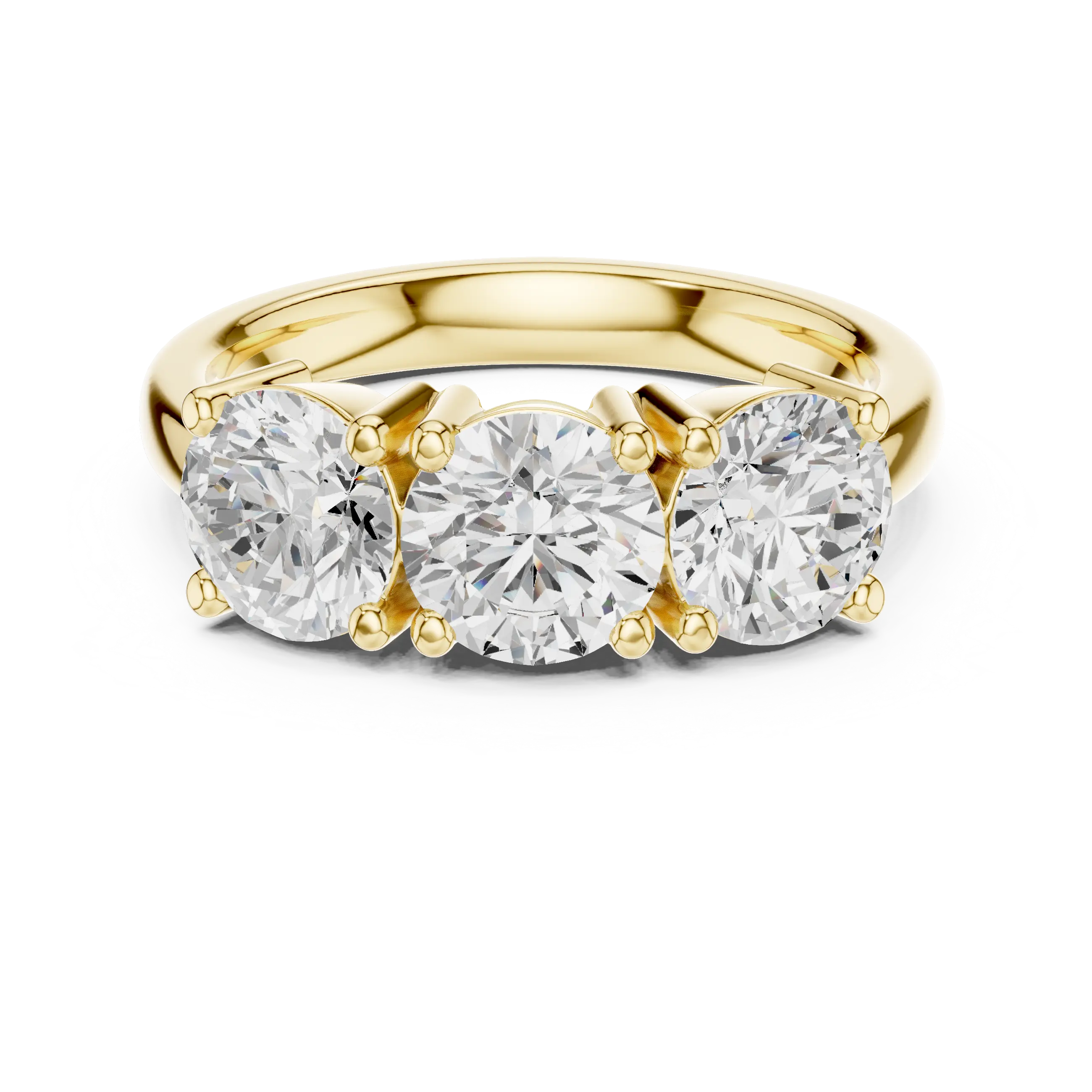 Classic Trilogy Round Moissanite Three-Stone White Gold Ring