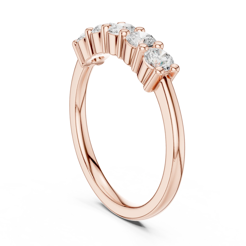0.55 CTW Round Cut Moissanite Five-Stone Anniversary Ring in 14K White Gold