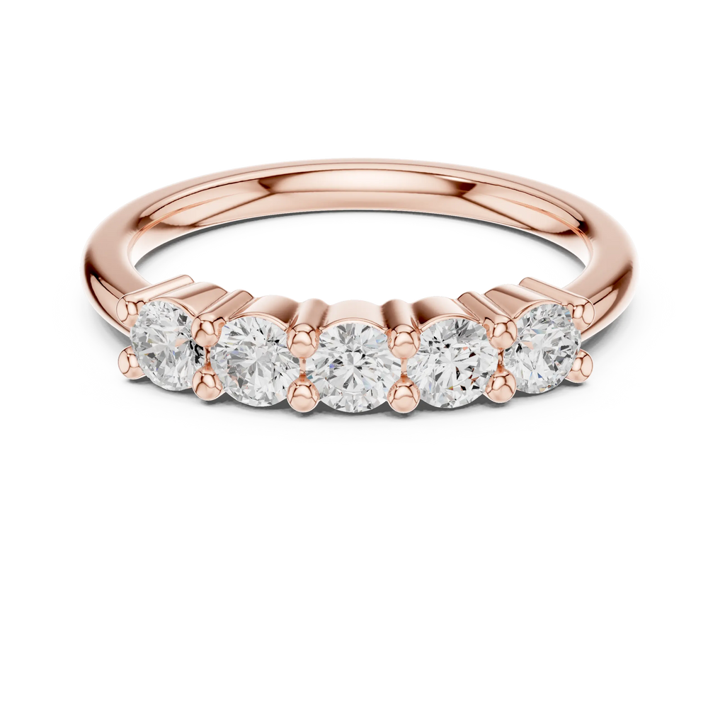 0.55 CTW Round Cut Moissanite Five-Stone Anniversary Ring in 14K White Gold