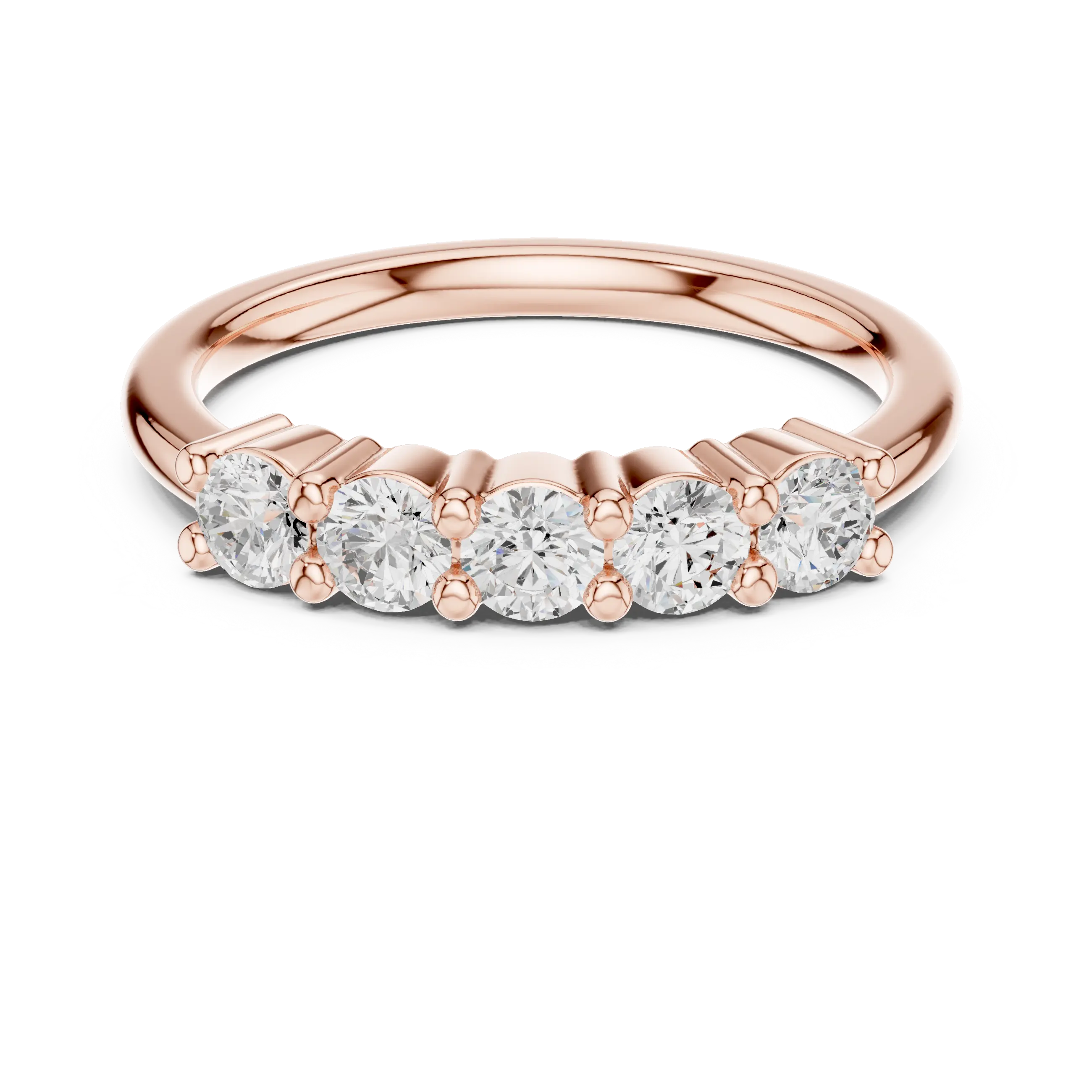 0.55 CTW Round Cut Moissanite Five-Stone Anniversary Ring in 14K White Gold