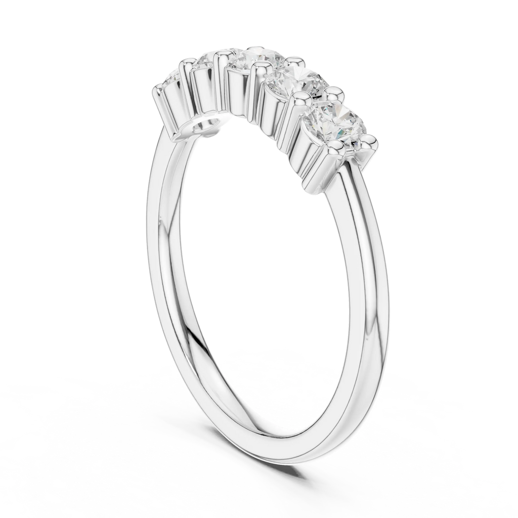0.55 CTW Round Cut Moissanite Five-Stone Anniversary Ring in 14K White Gold