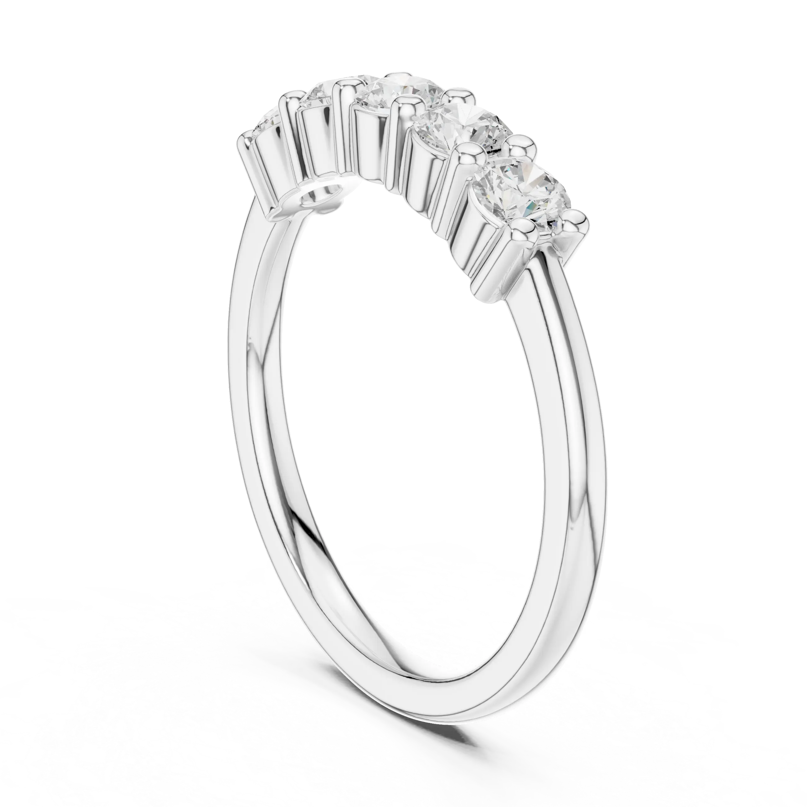 0.55 CTW Round Cut Moissanite Five-Stone Anniversary Ring in 14K White Gold
