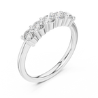 0.55 CTW Round Cut Moissanite Five-Stone Anniversary Ring in 14K White Gold