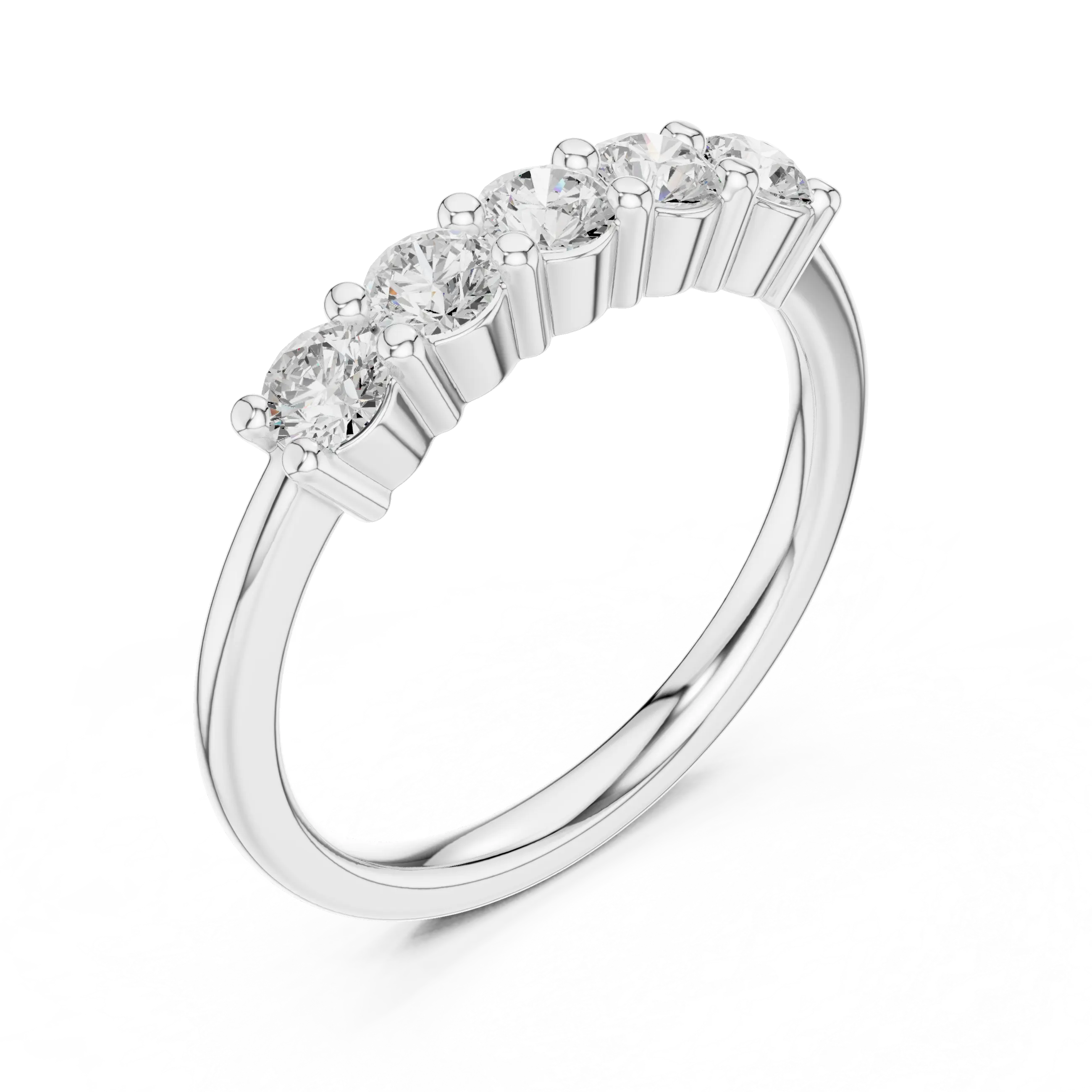 0.55 CTW Round Cut Moissanite Five-Stone Anniversary Ring in 14K White Gold