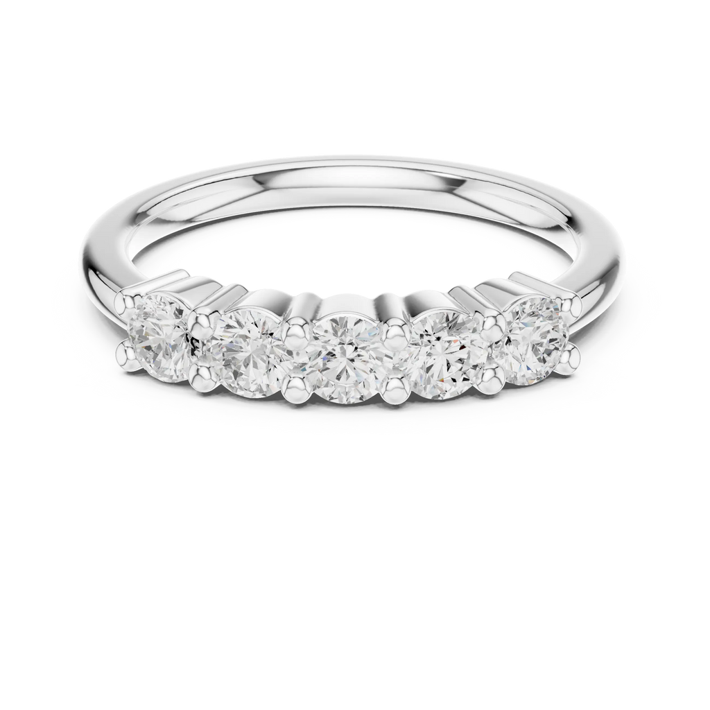 0.55 CTW Round Cut Moissanite Five-Stone Anniversary Ring in 14K White Gold