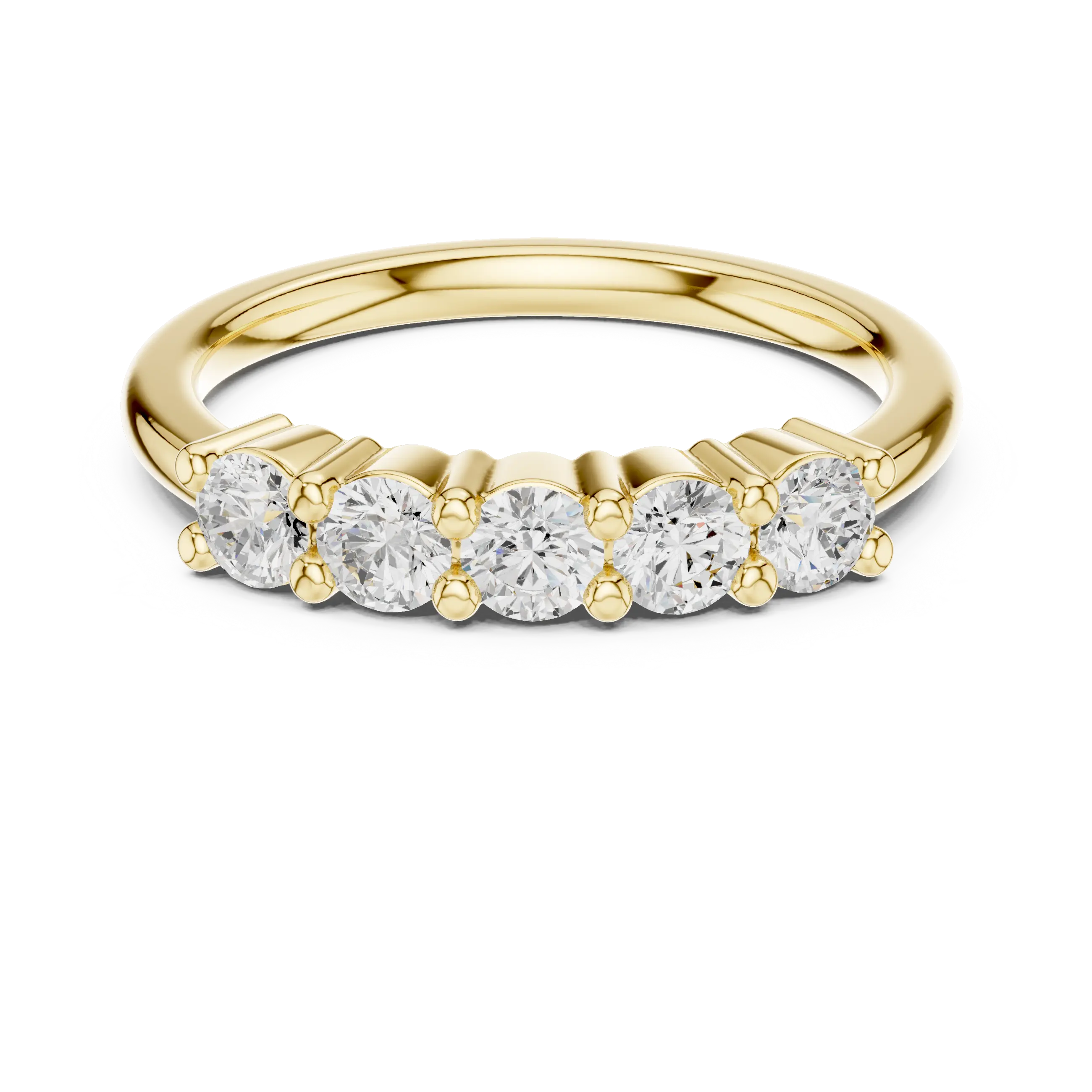 0.55 CTW Round Cut Moissanite Five-Stone Anniversary Ring in 14K White Gold