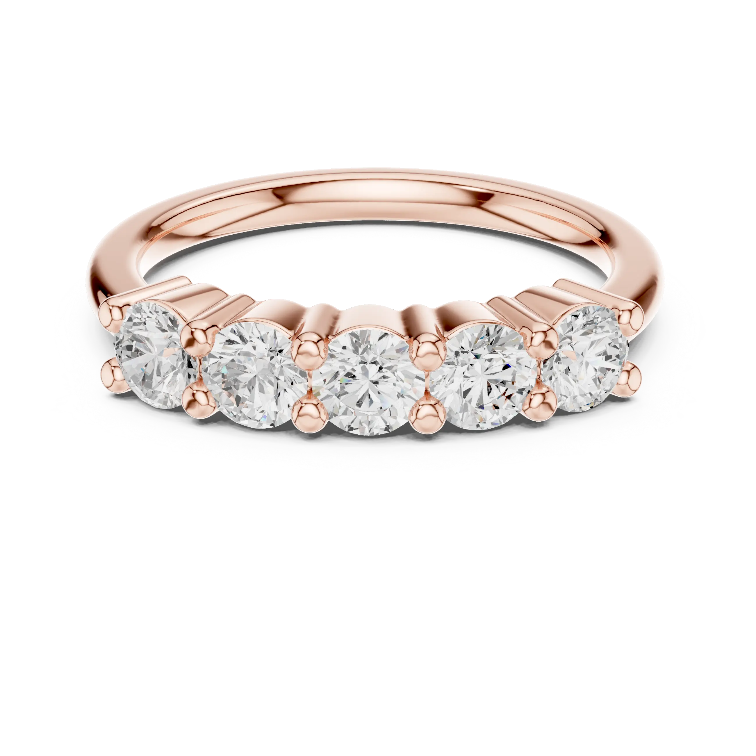 Five-Stone Moissanite Diamond Anniversary Band in 10k Yellow Gold