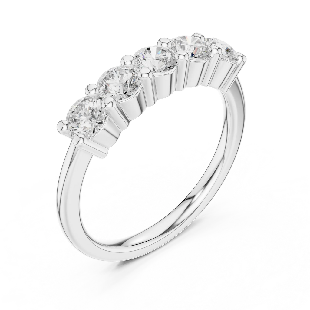 Five-Stone Moissanite Diamond Anniversary Band in 10k Yellow Gold