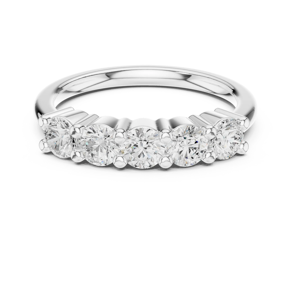 Five-Stone Moissanite Diamond Anniversary Band in 10k Yellow Gold