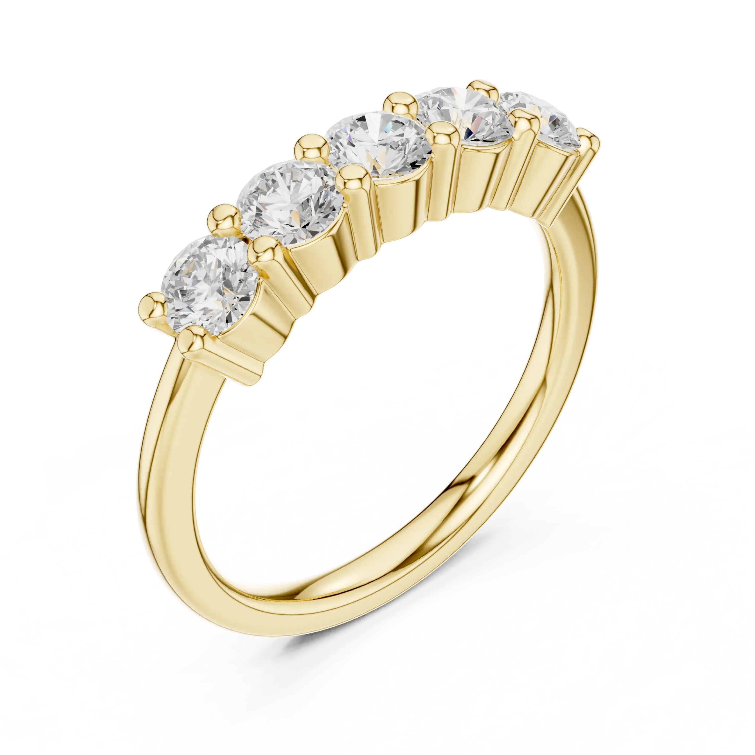 Five-Stone Moissanite Diamond Anniversary Band in 10k Yellow Gold