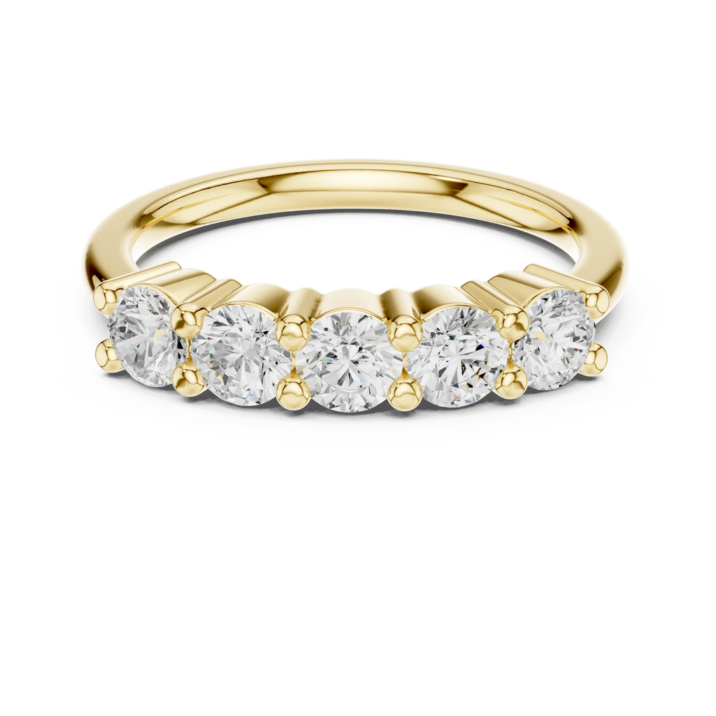 Five-Stone Moissanite Diamond Anniversary Band in 10k Yellow Gold