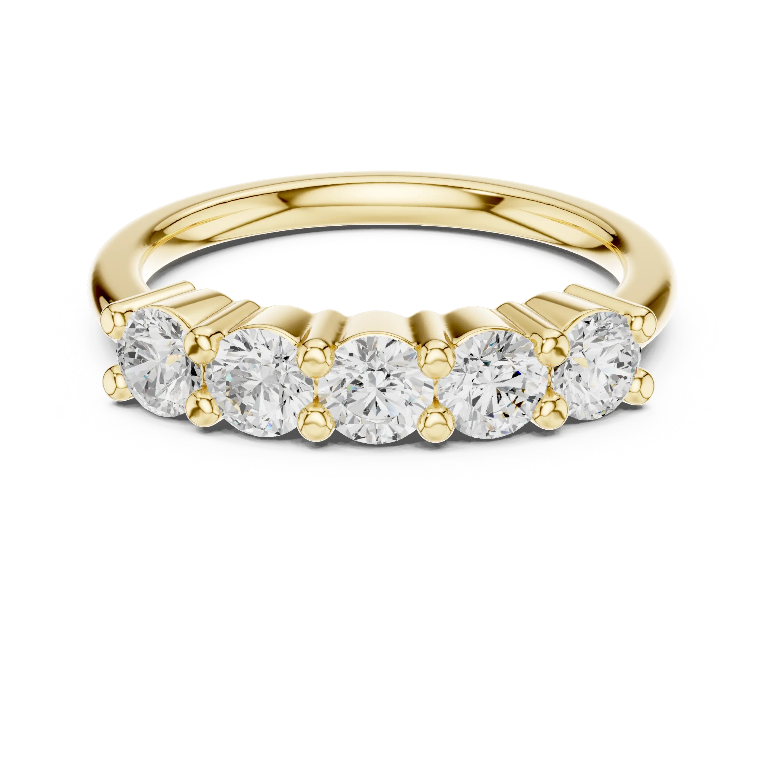 Five-Stone Moissanite Diamond Anniversary Band in 10k Yellow Gold