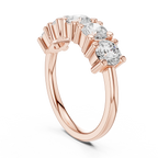 Five Stone Diamond Ring in White Gold, Round Cut Half Eternity Band