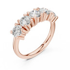 Five Stone Diamond Ring in White Gold, Round Cut Half Eternity Band
