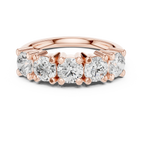 Five Stone Diamond Ring in White Gold, Round Cut Half Eternity Band