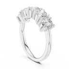 Five Stone Diamond Ring in White Gold, Round Cut Half Eternity Band