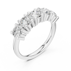Five Stone Diamond Ring in White Gold, Round Cut Half Eternity Band