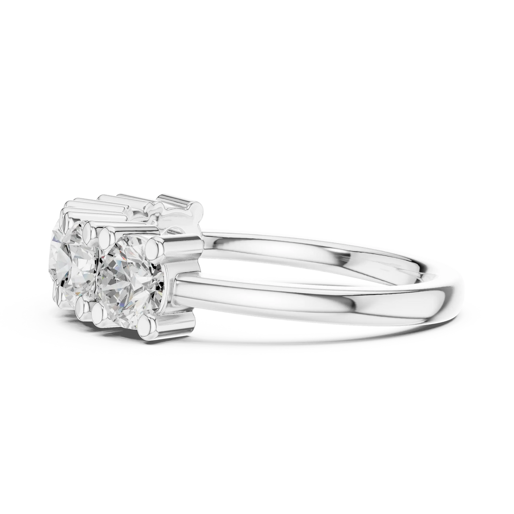 Five Stone Diamond Ring in White Gold, Round Cut Half Eternity Band