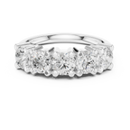 Five Stone Diamond Ring in White Gold, Round Cut Half Eternity Band