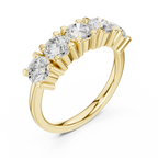 Five Stone Diamond Ring in White Gold, Round Cut Half Eternity Band