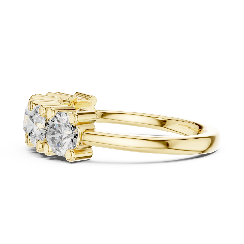Five Stone Diamond Ring in White Gold, Round Cut Half Eternity Band