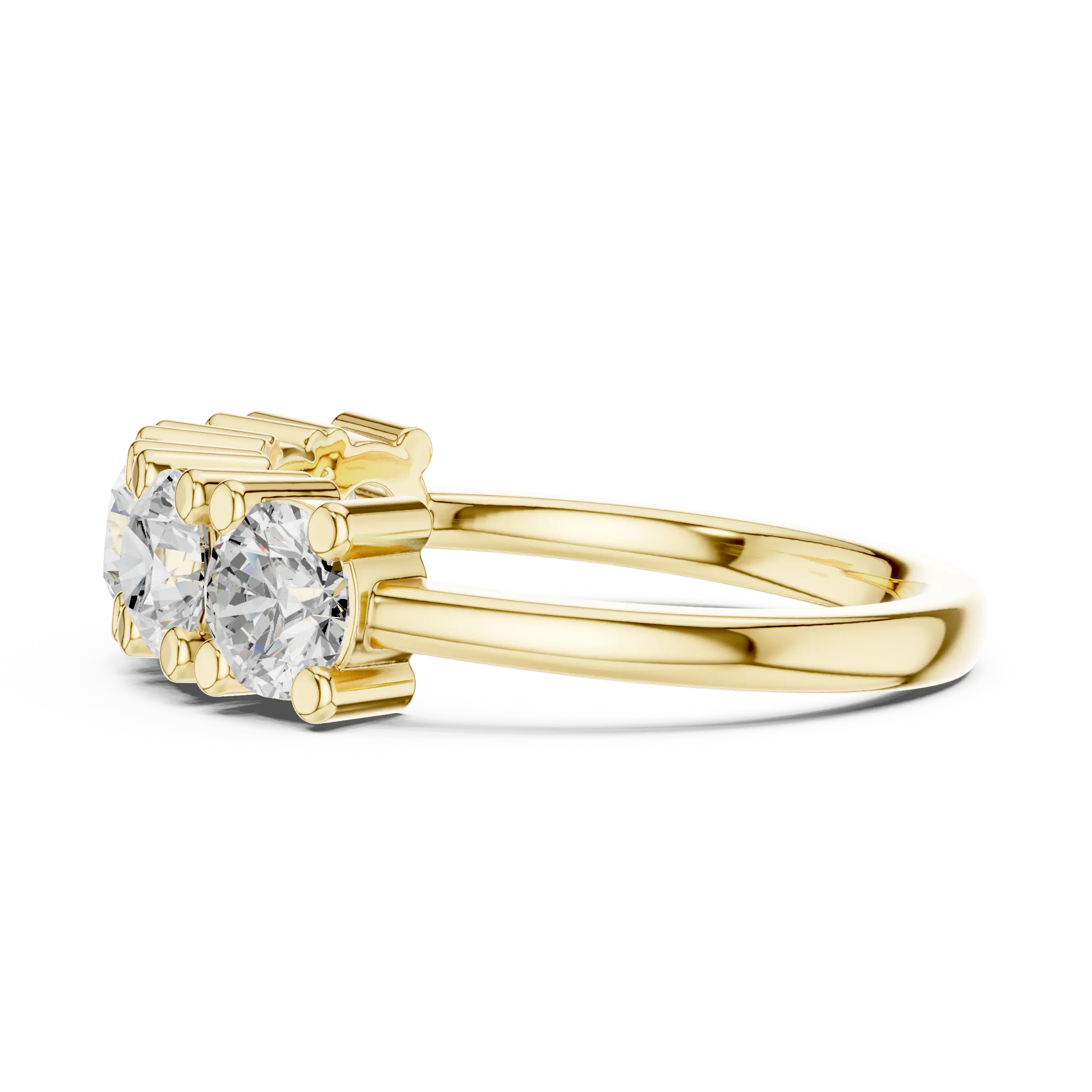 Five Stone Diamond Ring in White Gold, Round Cut Half Eternity Band