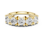 Five Stone Diamond Ring in White Gold, Round Cut Half Eternity Band