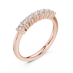Seven Stone Diamond Ring in White Gold, Round Cut Half Eternity Band