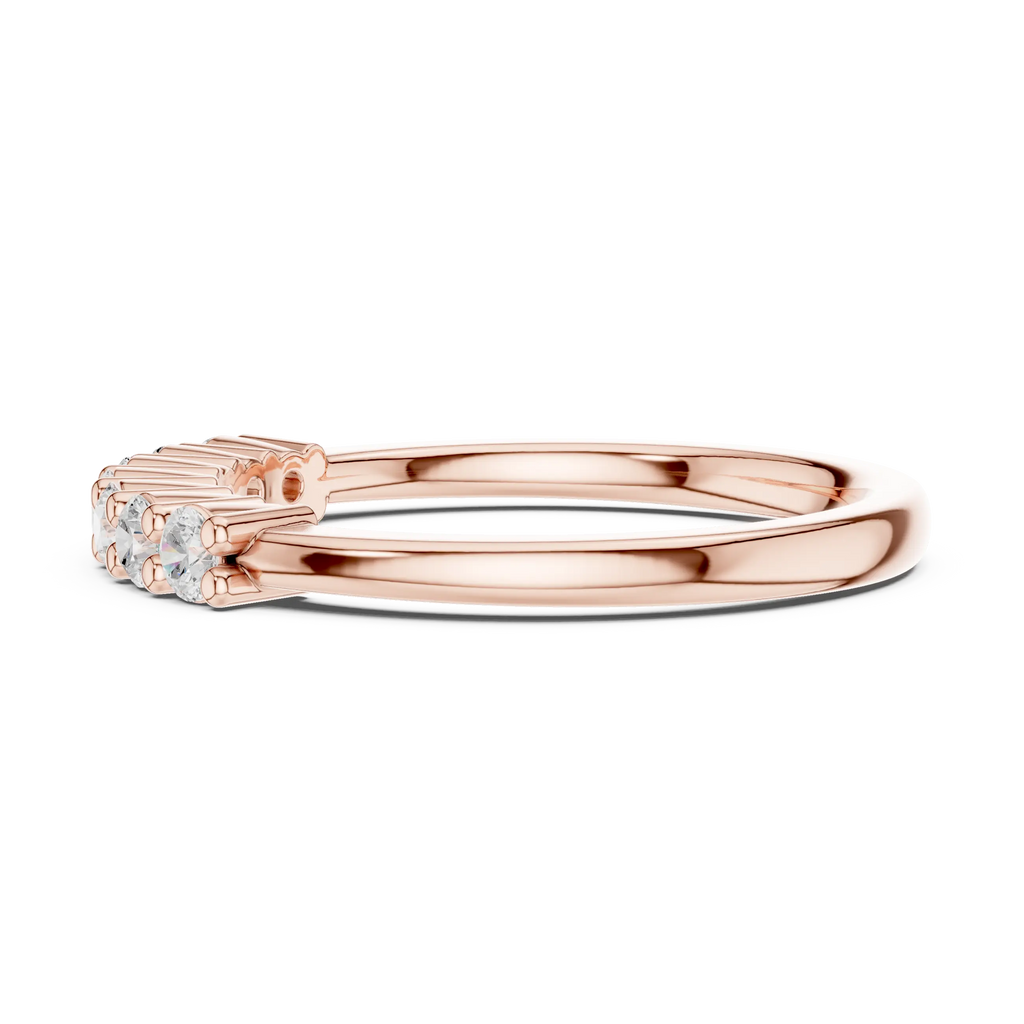 Seven Stone Diamond Ring in White Gold, Round Cut Half Eternity Band